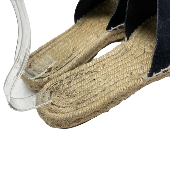 J CREW Genuine Leather Blue Suede Slides Espadrilles Flats Sandals Shoes sz 5 - Picture 5 of 16